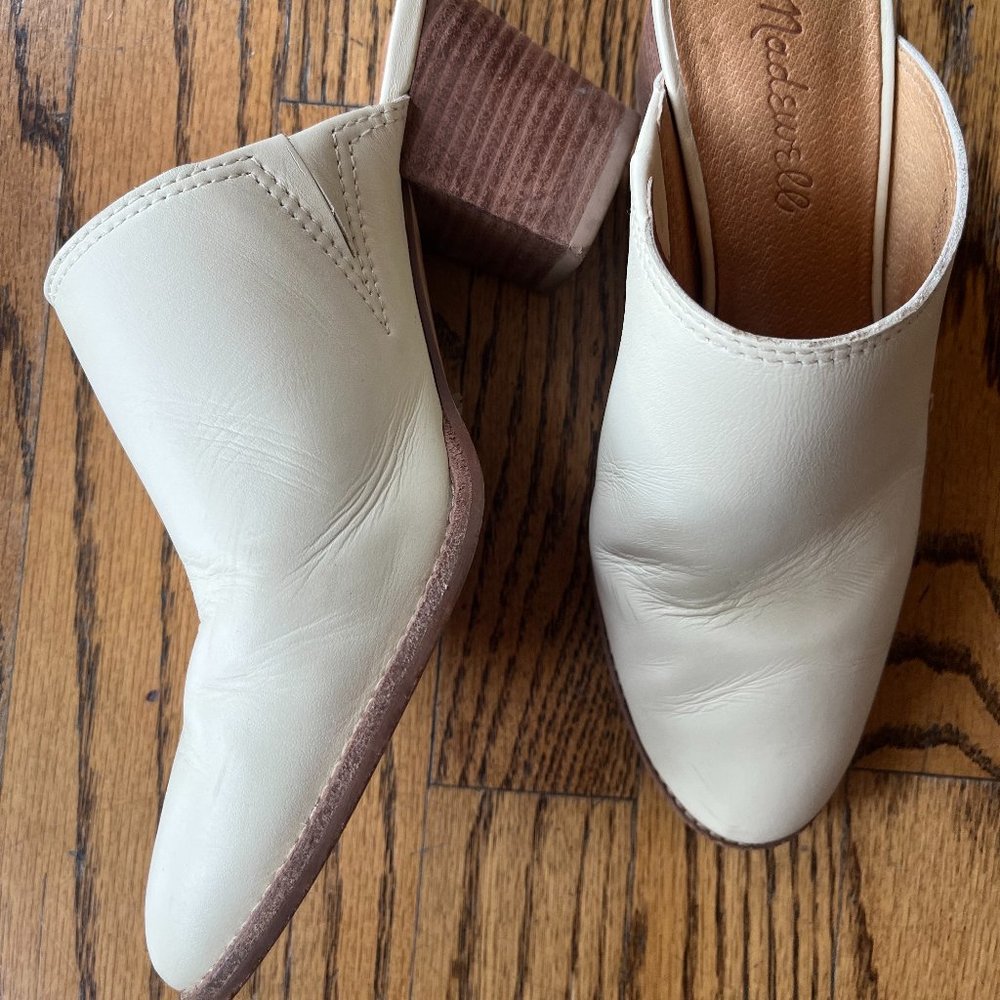 Madewell Off White Leather Mules